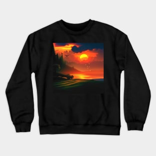 Mountain Lake Summer Sunset Digital Art (MD23SMR011) Crewneck Sweatshirt